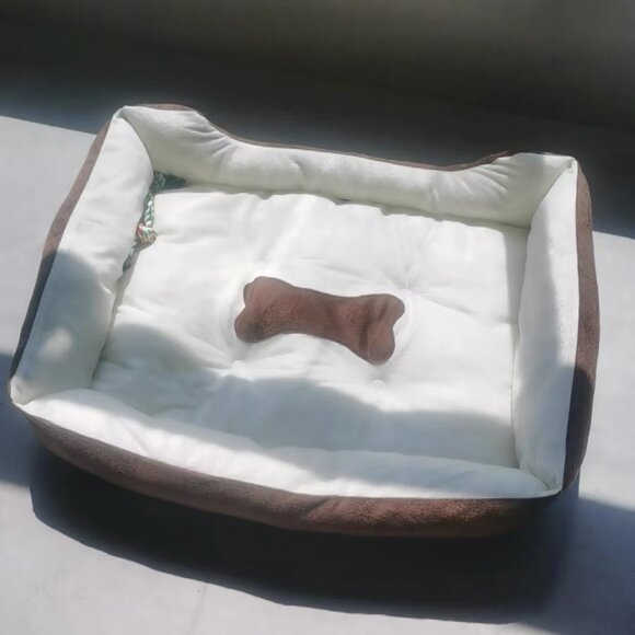 Other - Cozy Rectangular Dog Bed with Bone Pillow